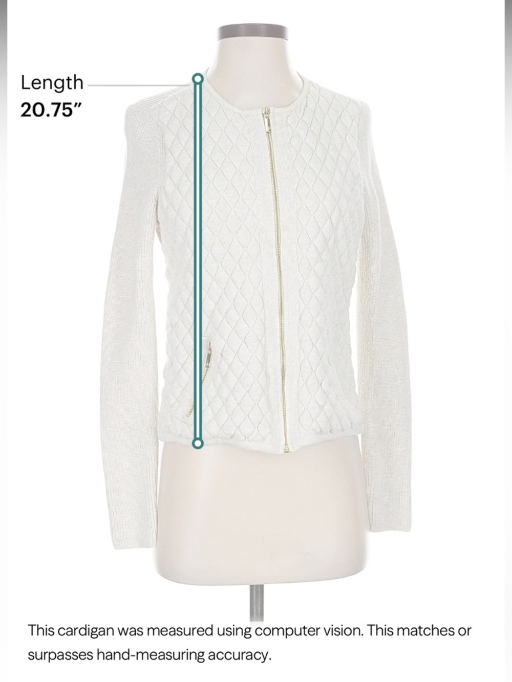 Charter Club Cream Quilted Zip-Front Knit Bomber Jacket - Picture 5 of 7
